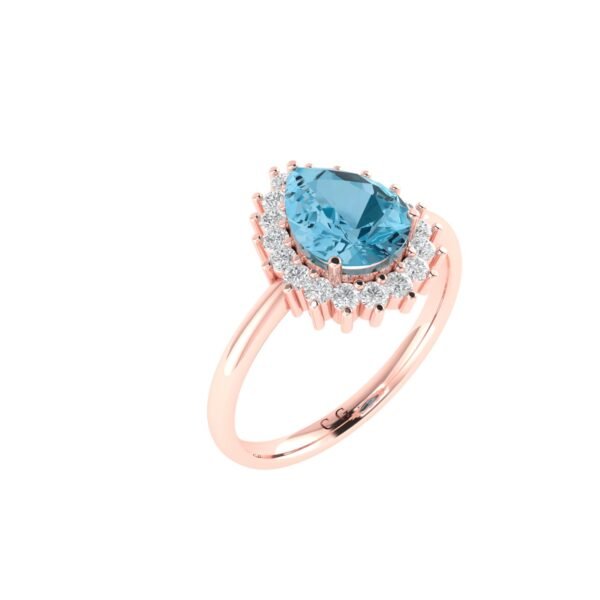 Diana Pear Blue Topaz and Ablazing Diamond Ring in 18K Rose Gold (3.5ct)