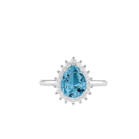 Diana Pear Blue Topaz and Ablazing Diamond Ring in 18K White Gold (3.5ct)