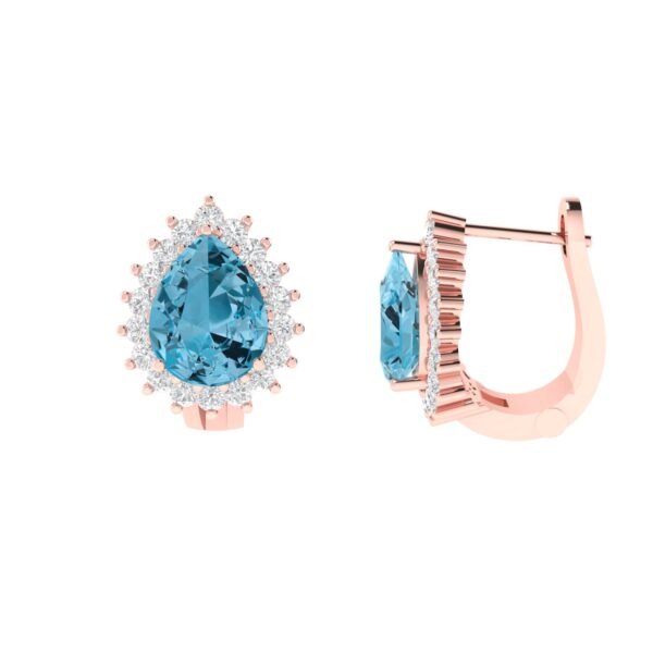 Diana Pear Blue Topaz and Ablazing Diamond Earrings in 18K Rose Gold (7ct)