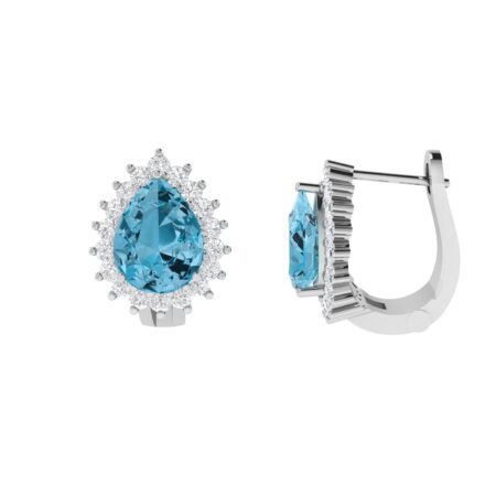 Diana Pear Blue Topaz and Ablazing Diamond Earrings in 18K White Gold (7ct)