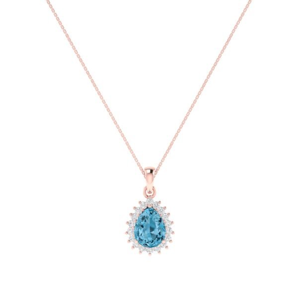 Diana Pear Blue Topaz and Ablazing Diamond Pendant in 18K Rose Gold (3.5ct)
