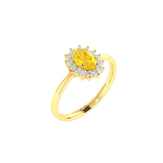 Diana Oval Citrine and Flashing Diamond Ring in 18K Gold (0.23ct) - Image 2