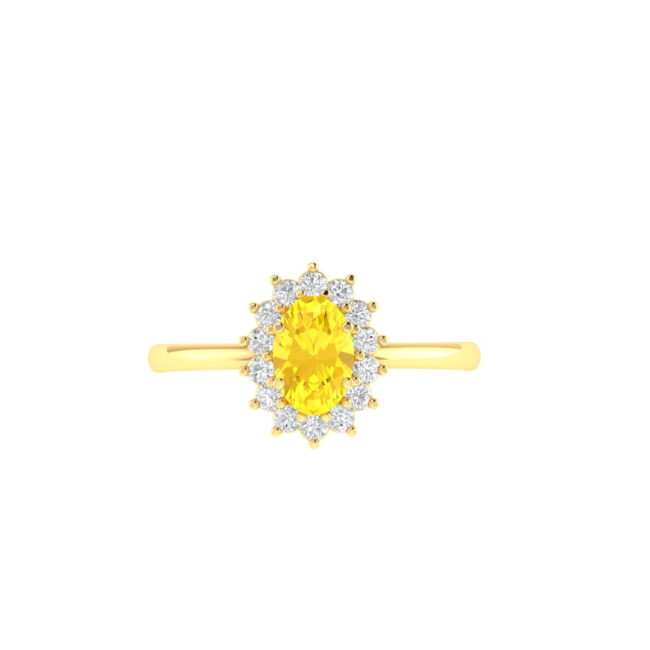 Diana Oval Citrine and Flashing Diamond Ring in 18K Gold (0.23ct)