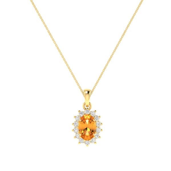 Diana Oval Citrine and Flashing Diamond Pendant in 18K Gold (0.23ct)