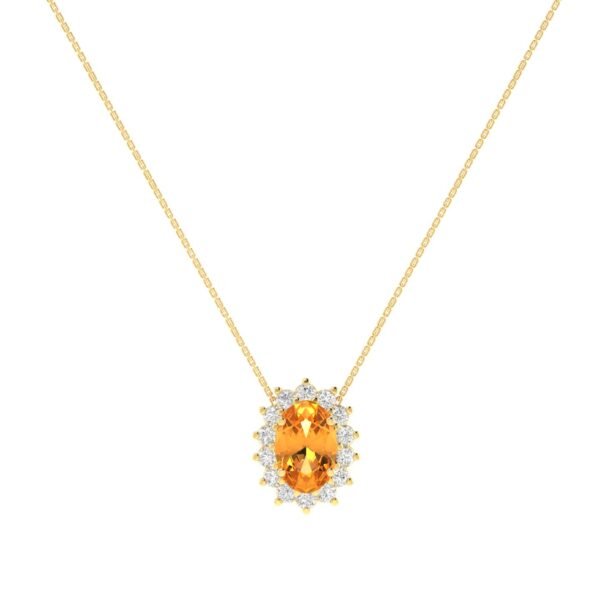 Diana Oval Citrine and Flashing Diamond Necklace in 18K Gold (0.23ct)