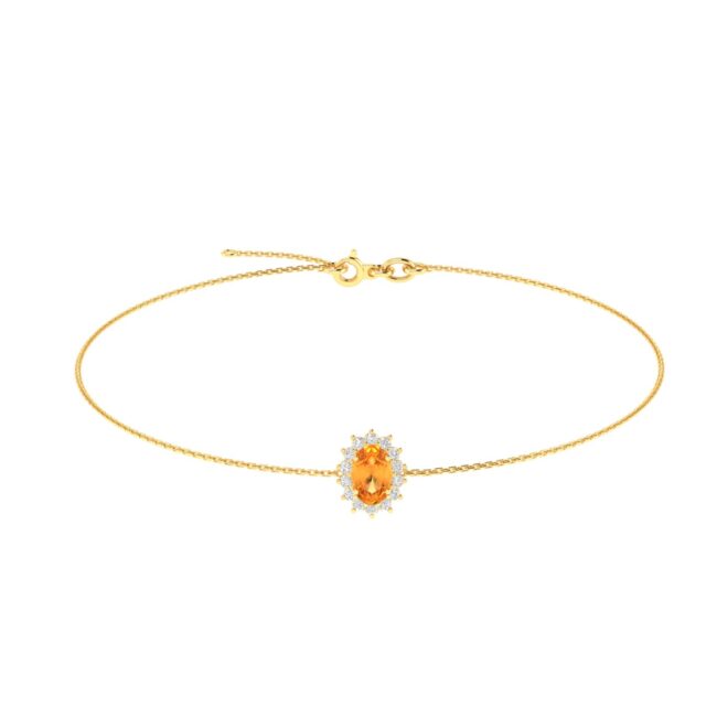 Diana Oval Citrine and Flashing Diamond Bracelet in 18K Gold (0.23ct)