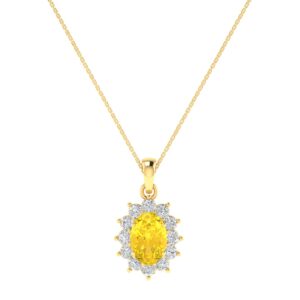 Diana Oval Citrine and Flashing Diamond Pendant in 18K Gold (0.23ct)