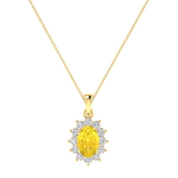 Diana Oval Citrine and Flashing Diamond Pendant in 18K Gold (0.23ct)
