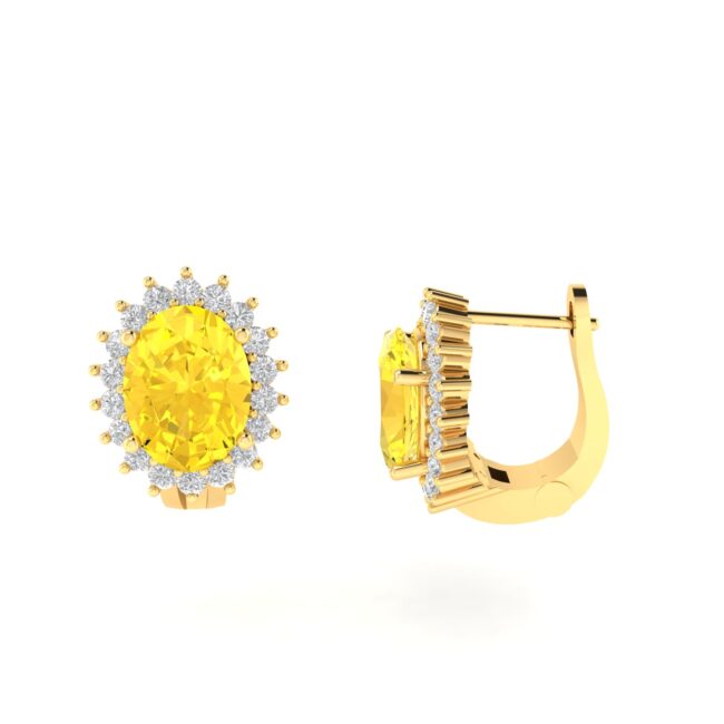 Diana Oval Citrine and Glowing Diamond Earrings in 18K Gold (1.7ct)