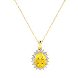 Diana Oval Citrine and Flashing Diamond Pendant in 18K Gold (0.85ct)