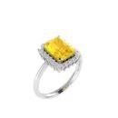 Diana Emerald-Cut Citrine and Flashing Diamond Ring in 18K White Gold (2.9ct)