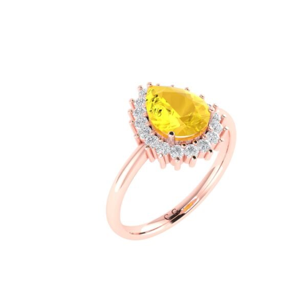 Diana Pear Citrine and Ablazing Diamond Ring in 18K Rose Gold (2.4ct)
