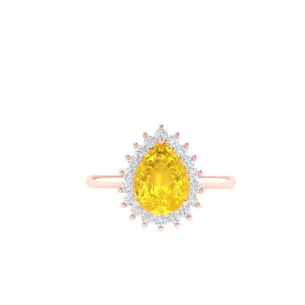 Diana Pear Citrine and Ablazing Diamond Ring in 18K Rose Gold (2.4ct)
