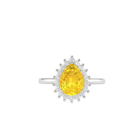 Diana Pear Citrine and Ablazing Diamond Ring in 18K White Gold (2.4ct)