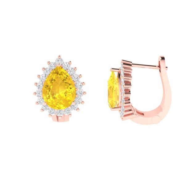 Diana Pear Citrine and Ablazing Diamond Earrings in 18K Rose Gold (4.8ct)