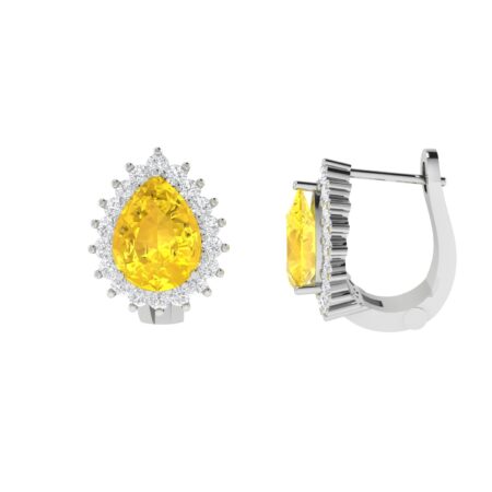 Diana Pear Citrine and Ablazing Diamond Earrings in 18K White Gold (4.8ct)
