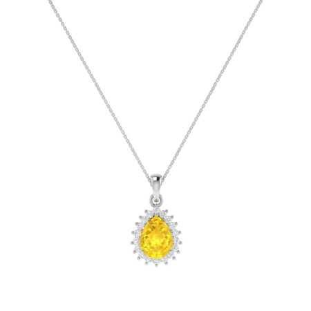 Diana Pear Citrine and Ablazing Diamond Pendant in 18K White Gold (2.4ct)