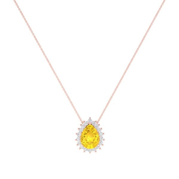 Diana Pear Citrine and Ablazing Diamond Necklace in 18K Rose Gold (2.4ct)