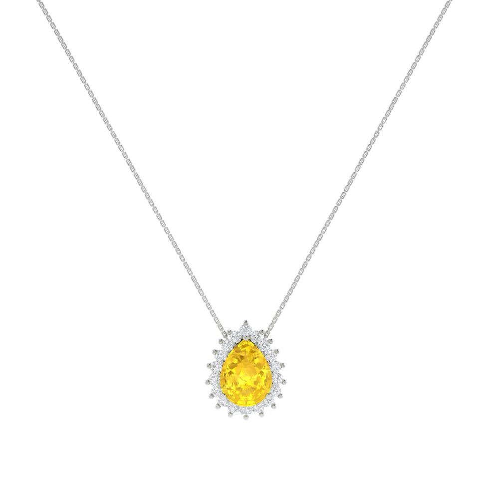 Diana Pear Citrine and Ablazing Diamond Necklace in 18K White Gold (2.4ct)