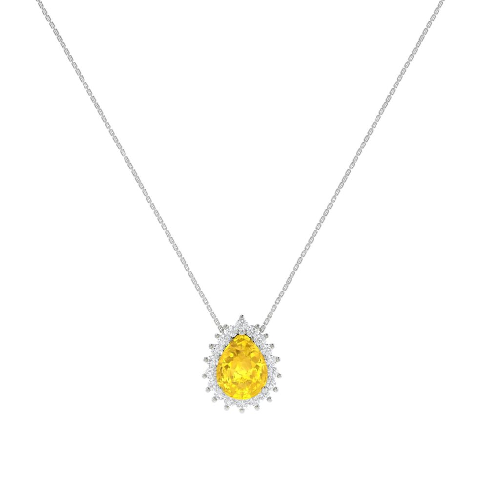 Diana Pear Citrine and Ablazing Diamond Necklace in 18K White Gold (2.4ct)