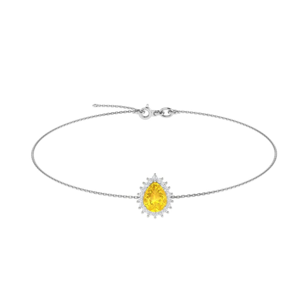 Diana Pear Citrine and Ablazing Diamond Bracelet in 18K White Gold (2.4ct)