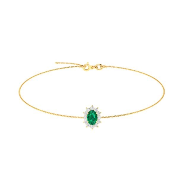 Diana Oval Emerald and Glittering Diamond Bracelet in 18K Gold (0.28ct)