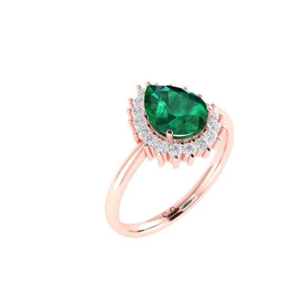 Diana Pear Emerald and Radiant Diamond Ring in 18K Rose Gold (2.25ct)