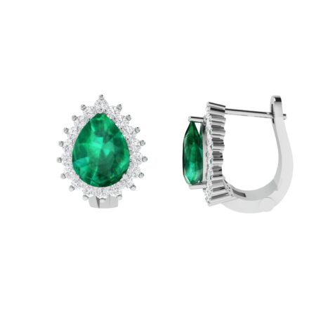 Diana Pear Emerald and Radiant Diamond Earrings in 18K White Gold (4.5ct)