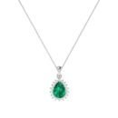 Diana Pear Emerald and Radiant Diamond Pendant in 18K White Gold (2.25ct)