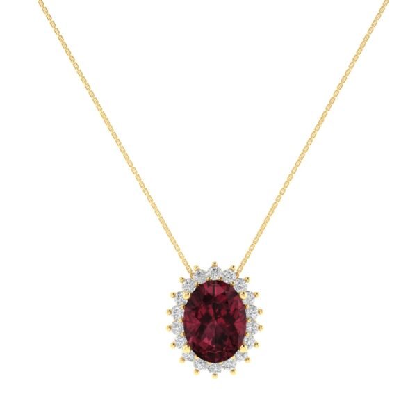 Diana Oval Garnet and Sparkling Diamond Necklace in 18K Gold (1ct)
