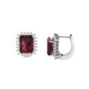 Diana Emerald-Cut Garnet and Shimmering Diamond Earrings in 18K White Gold (7ct)