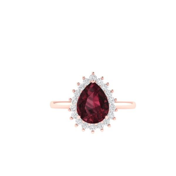 Diana Pear Garnet and Beaming Diamond Ring in 18K Rose Gold (2.8ct)
