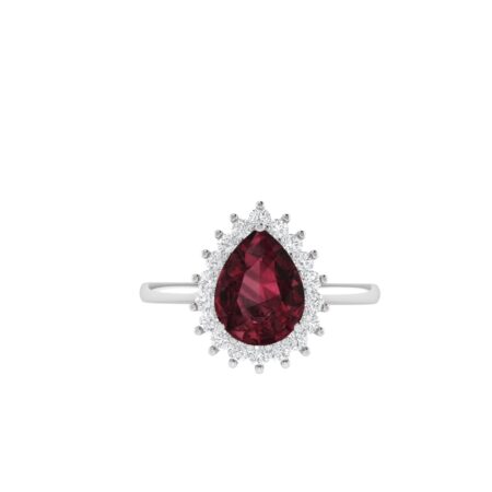 Diana Pear Garnet and Beaming Diamond Ring in 18K White Gold (2.8ct)