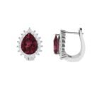 Diana Pear Garnet and Beaming Diamond Earrings in 18K White Gold (5.6ct)