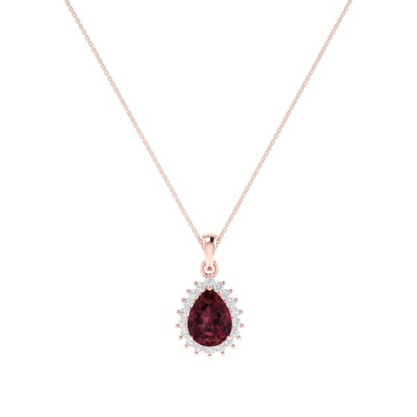 Diana Pear Garnet and Beaming Diamond Pendant in 18K Rose Gold (2.8ct)