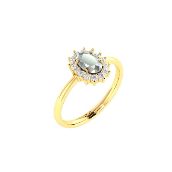 Diana Oval Moonstone and Beaming Diamond Ring in 18K Gold (0.3ct)