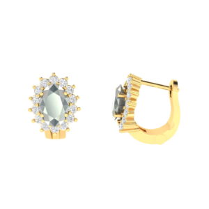 Diana Oval Moonstone and Radiant Diamond Earring in 18K Gold (0.6ct)
