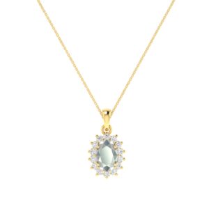 Diana Oval Moonstone and Beaming Diamond Pendant in 18K Gold (0.3ct)
