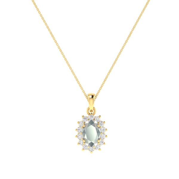 Diana Oval Moonstone and Beaming Diamond Pendant in 18K Gold (0.3ct)