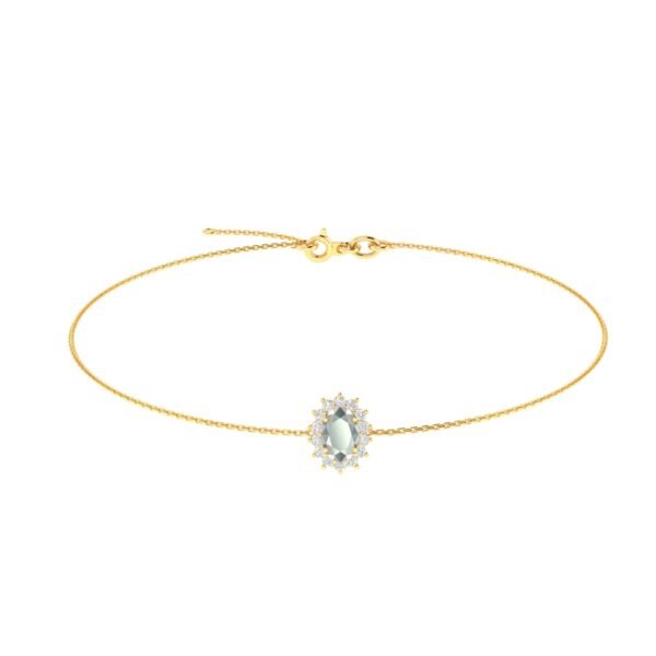 Diana Oval Moonstone and Beaming Diamond Bracelet in 18K Gold (0.3ct)