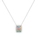 Diana Emerald-Cut Opal and Shining Diamond Necklace in 18K White Gold (3.8ct)