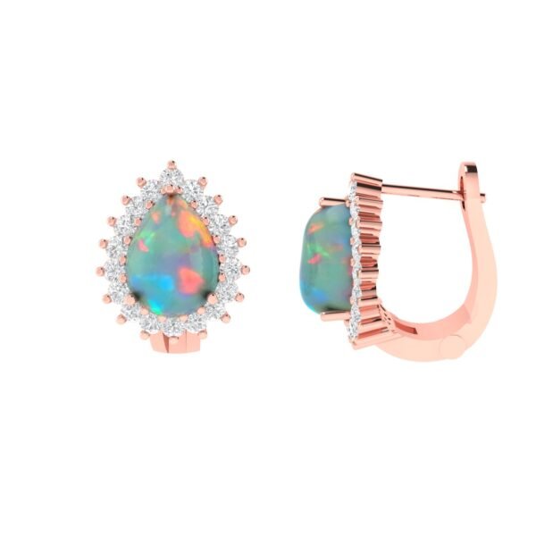 Diana Pear Opal and Ablazing Diamond Earrings in 18K Rose Gold (3.3ct)
