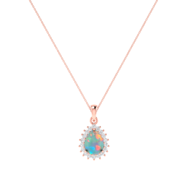 Diana Pear Opal and Ablazing Diamond Pendant in 18K Rose Gold (1.65ct)