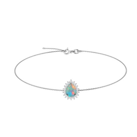 Diana Pear Opal and Ablazing Diamond Bracelet in 18K White Gold (1.65ct)