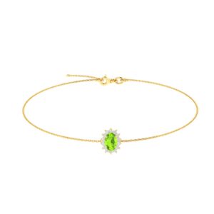 Diana Oval Peridot and Glowing Diamond Bracelet in 18K Gold (0.28ct)