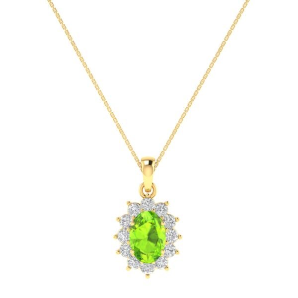 Diana Oval Peridot and Glowing Diamond Pendant in 18K Gold (0.28ct)