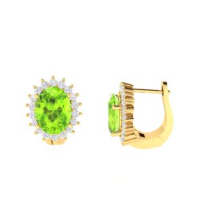 Diana Oval Peridot and Flashing Diamond Earrings in 18K Gold (1.9ct)