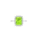 Diana Emerald-Cut Peridot and Glowing Diamond Ring in 18K White Gold (3.8ct)
