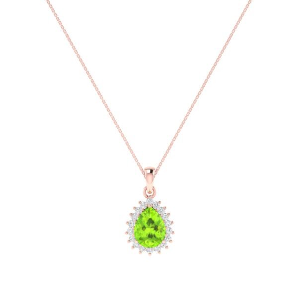 Diana Pear Peridot and Radiant Diamond Pendant in 18K Rose Gold (2.25ct)