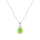 Diana Pear Peridot and Radiant Diamond Pendant in 18K White Gold (2.25ct)